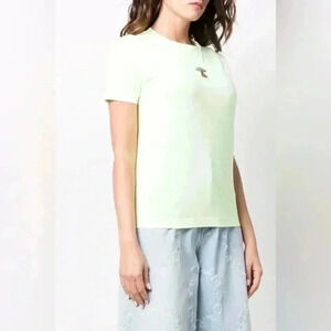 STELLA MCCARTNEY Mushroom Embroidery round neck T-Shirt Washed Neon Size 40 US 6